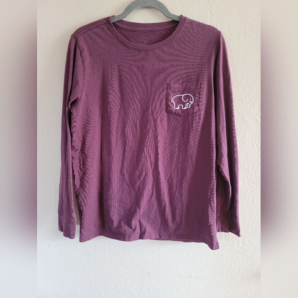 Ivory Ella , Long Sleeve Mandala Elephant T Shirt , Wine/Maroon, Size Medium